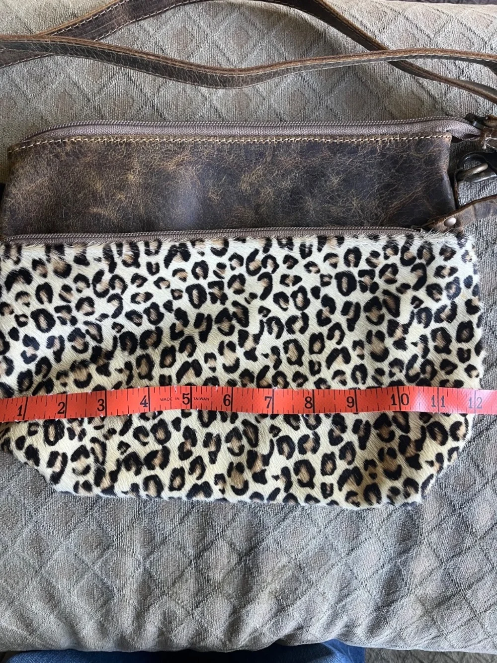 Myra Bag Feline Leather Leopard Print Hairon Crossbody Purse